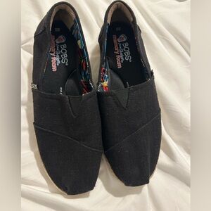Skechers BOBS Black Slip-On Canvas Loafers